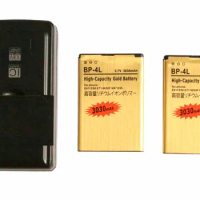 2x 3030mAh BP-4L Gold Replacement Battery + Universal Charger For Nokia E61i E90 6650/F/T E63 E71/X E72 E73 N97 E95 6790 E52 E55