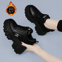 ♢Giày Nữ Độn Cao Bên Trong Đế Dày 10cm Nhỏ 2023 Giày Chunky Sneaker Màu Đen Thể Thao Giản Dị Mùa Xuâ