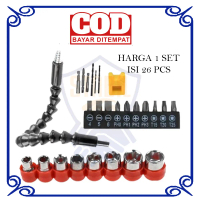 Alat Adaptor Soket Obeng Mata Bor Toolkit Toolset 1set 26pcs Aksesoris