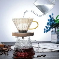 High Borosilicate Glass Coffee Percolators Hand Drip Sharing Pot V60 Filter Funnel Set Coffee Maker