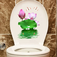Bathroom Stickers Toilet Decorations Creative Bathroom Lotus Peony Flower Waterproof Toilet Seat Cov
