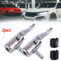 2PCS Car Tire Air-Chuck Inflator Pump Valve Connector Clip-On Adapter Inflator Pump Connector + Spring For 6mm Hose