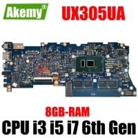 AKEMY UX305UA Motherboard Suitable For Asus ZenBook UX305U UX305 U305 Notebook Mainboard With I3 I5 I7-6th Gen 8G-RAM 100% Test