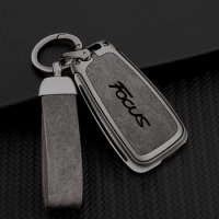Suitable for Ford Focus 2018 2017 2015 manual transmission zinc alloy leather 3-button car key shell car key fob accessories