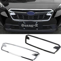 For SUBARU XV 2018 2019 2020 2021 2022 Body Sticker Cover ABS Chrome/Carbon Trim Front Up Racing Grid Grill Grille Frame 1pcs
