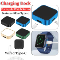 2 in 1 Charging Dock Stand 8 Pin Type-C Wireless Magnetic Charger for Apple Watch Ultra 49mm/Apple Watch Series8 7 6 5 4