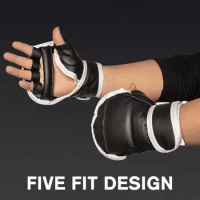 Boxing Half Finger Gloves PU Leather Breathable Fighting Kick Boxing Karate Muay Thai Training Gloves For Kids Men E6U4