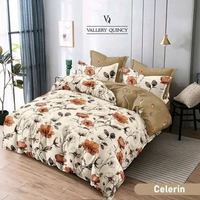 BEDCOVER SET VALLERY QUINCY MOTIF/POLOS FLAT/KARET QUEEN SIZE 160X200 T30 HALUS MURAH ELISA