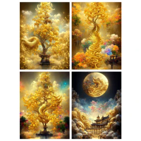 Diamond Painted Money Tree Dream Landscape 5D DIY Decorative Painting Mosaic Home and Living Room Decoration New Product