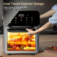 US Plug 1500W Oil-free Convection Oven Electric Dual Control Digital LCD Touch Intelligent Air Fryer