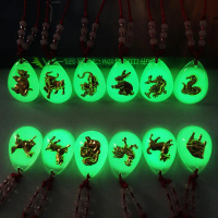 Crystal Inlaid Gold Zodiac Pendant High Brightness Luminous Twelve Zodiac Signs Necklace Dragon Year