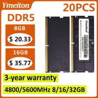 DDR5 memoriam Ymeiton 20PCS ram 8GB 16GB 32GB 4800MHz 5600MHz U-DIMM RAM 288Pin 1.1v PC Laptop Memory Wholesales