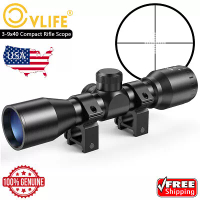 CVLIFE 3-9x40 Compact Rifle Scope Crosshair Mil-Dot Reticle Ring Mount Included