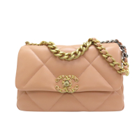 【二手名牌BRAND OFF】CHANEL 香奈兒 19 鍊帶 肩背包 粉色 羊皮 AS1160