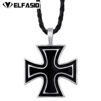 Men's Silver Black German Cross Pewter Pendant with 24" Choker Necklace Jewelry LP204