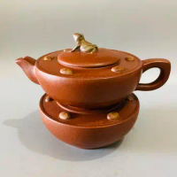 Set Chinese Yixing Zisha Clay Teapot Frog Rain Fossil Pot Jiang Rong