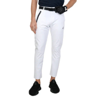 【LE COQ SPORTIF 公雞】官方直營 高爾夫系列 男款白色側邊LOGO印花高機能防曬九分褲 QGT8J806