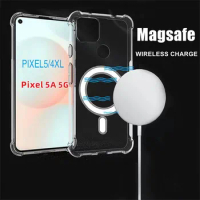Magsafe Magnetic Wireless Charging Case for Google Pixel 5A Transparent Magnetic Cover For Google Pixel 5 4 4XL Clear Back Coque