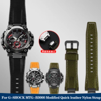 For Casio G-SHOCK Series MTG-B3000 MTG-B3000D/BD Modified Quick Release Leather Belt Nylon Strap Bra