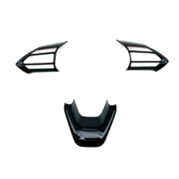 3Pcs/Set Car Steering Wheel Decoration Cover Trim Sticker for Toyota Sienta 2022 2023 Bright Black