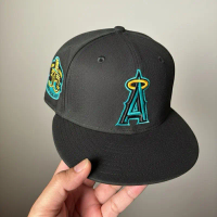 ASL Topi Baseball Warna Hitam Bordir Logo A \Angels\" Size 718 Bahan Polyester Keren dan Paten untuk