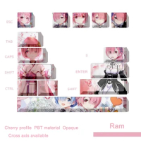 12Key/Set Arknights Keycaps Ram Anime Character Design Thermal Sublimation Cherry Profile Mechanical Keyboard Supplement Keycap