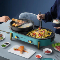 Food Dishes Bbq Hot Pot Assortment Electric Big Multifunction Hot Pot Meat Thickened Household Non-stick Fondue Chinoise Cooking