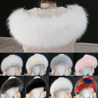 1Pc Women's Faux Fox Fur Collar Fashion Shawl Collar For Winter Coat Hood Fur Decor Fake Fur Scarf Coat Accessories luxury Warm