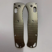 CNC Custom Diamond Pattern Titanium Grip Handle Scales For Genuine Benchmade Bugout 535 Knife DIY Making Accessories Parts