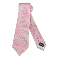 EMPORIO ARMANI方形搭配小點點花紋設計絲綢混紡領帶(寬版/蜜桃粉底x米黑字)