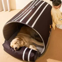 Four Seasons Universal Dog House Winter Warm Golden Hair Large Dog House House Type Detachable and Washable Pet Supplies