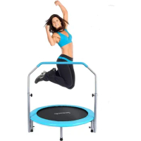 Portable &amp; Foldable Trampoline - 40" in-Home Mini Rebounder with Adjustable Handrail, Fitness Body Exercise, Springfree Safe