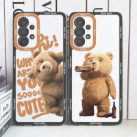 Case For Samsung Galaxy A52 A53 A54 A73 S20 FE S21 Plus S22 S23 S24 Ultra 5G Fundas Teddy Bear Couple Cartoon Frosted Cover