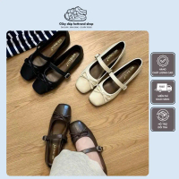 [Mới về] Giày búp bê nữ phối nơ mũi vuông, giày lolita  giày lolita chất da mềm dẻo, êm chân - Giày 