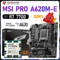 MSI Pro A620M-E A620 AM5 Mainboard + CPU Ryzen 7 7700 R7 Processor Max-64G Supports DDR5 Memory Dual Channel 6400+MHz (OC) New