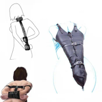PU Leather Armbinder Body Harness Behind Back Straight Jacket BDSM Cosplay Slave Restraint Set Sex Toys for Womem Men Couples