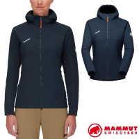 【Mammut 長毛象】女 Rime Light IN Flex 輕量防風防潑水連帽保暖外套(1013-02160-5118 海洋藍)