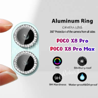 Kính bảo vệ ống kính camera cho POCO X8 Pro 5G Max/HD, kim cương lấp lánh, vòng nhẫn kim loại; dành 