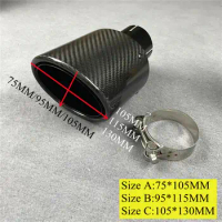 1 Piece Oval Full Glossy Black Exhaust Pipe Stainless Steel Carbon Fiber Universal For Akrapovic Muffler Tip Car Tail Nozzles