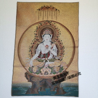 佛教蓮花觀音菩薩 唐卡織錦畫像宗教佛像絲綢刺繡坐觀音壁畫