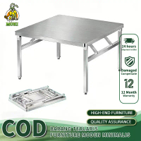 【MK】Meja Lipat Stainless Steel Folding Thickened Household Outdoor Camping Barbecue Dining Stall Por