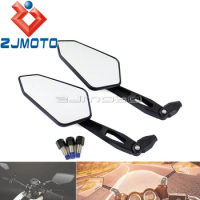Black Adjustable Side Mirrors 10mm Adaptor Rear View Mirror For Honda Yamaha Suzuki Kawasaki Ducati Streetfighter