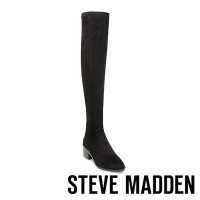STEVE MADDEN-GEORGETTE 麂皮粗跟過膝長靴-黑色