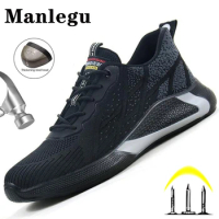 Steel Toe Shoes Men Work Sneakers Women Safety Shoes Men For Work Shoes Breathable Anti-Smash Safety Work Boots Lightweight