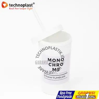 TECHNOPLAST Monochrome Tumbler 850ml + Sedotan – Botol Minum Portable / Gelas Minum New Putih