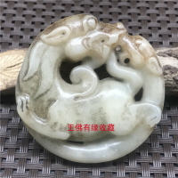 仿古岫玉吊墜做舊玉雕掛件古玉老玉復古玉佩腰墜玉器把件玉石禮品