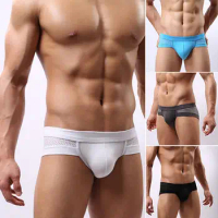 Men's Sexy Mesh Modal Triangle Underwear Breathable Briefs Bulge Pouch Underpants Men's Briefs Bikini Gay Panties calzoncillo