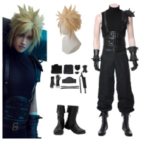 Final Game Fantasy Cloud Strife Cosplay Costume Adult Men Vest Pants Belt Wig Shoes Boots Outfits Halloween Carnival Party Suit