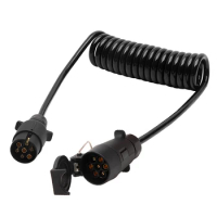 12V 7Pin Adaptor Trailer Extension Lead Caravan Towing Socket Plug Board Connectors for Trailer 2 Meter Black