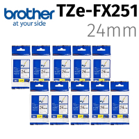 【10入組】brother TZe-FX251(可彎曲)纜線標籤帶 ( 24mm白底黑字 )